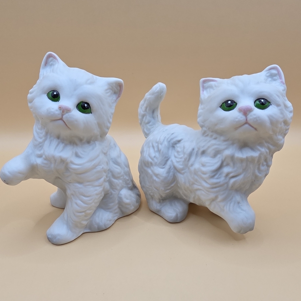 Vintage Homco Kittens Cats Set White Ceramic Persian Himalayan Figurines